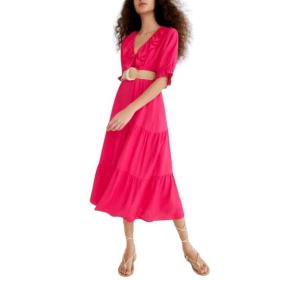 Zara Dresses & Skirts - ZARA PINK RUFFLE MISI DRESS SZ.S EUC.